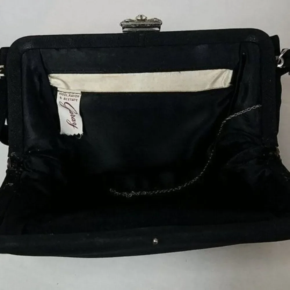 Garay Clutch Bag Framed Black Evening Cocktail Handbag Women's Woman's Vintage